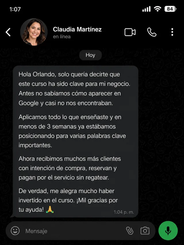 Testimonio por WhatsApp de Claudia Martínez